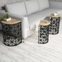 Hanah Home Juego de Mesas Nido Stil Metal Ferforje - Oak